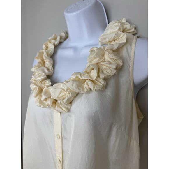 J.Crew 100% Silk Annalise Ruffle Top 4 Ivory Quiet Luxury Preppy Old Money - Picture 2 of 12